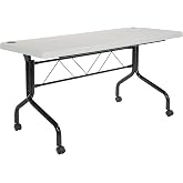 Office Star Resin Multipurpose Flip Training Table with Locking Casters for Home and Office, 5 Feet