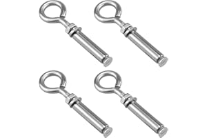 Aifeier ET 5/16" Concrete Wall Anchor Eyebolt Screw, 304 Stainless Steel Expansion Hook Brick Anchor with Ring, Heavy Duty Concrete Wall Hook Bolt Fastener for Wall Ceiling Concrete Masonry, 4 Pack