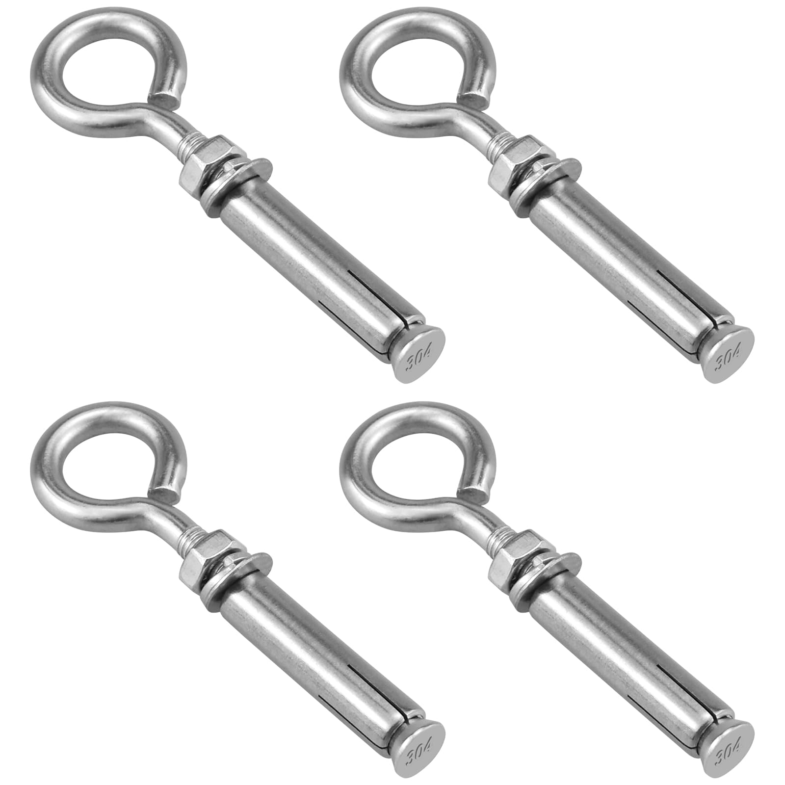 Photo 1 of Aifeier ET 5/16" Concrete Wall Anchor Eyebolt Screw, 304 Stainless Steel Expansion Hook Brick Anchor with Ring, Heavy Duty Concrete Wall Hook Bolt Fastener for Wall Ceiling Concrete Masonry, 4 Pack