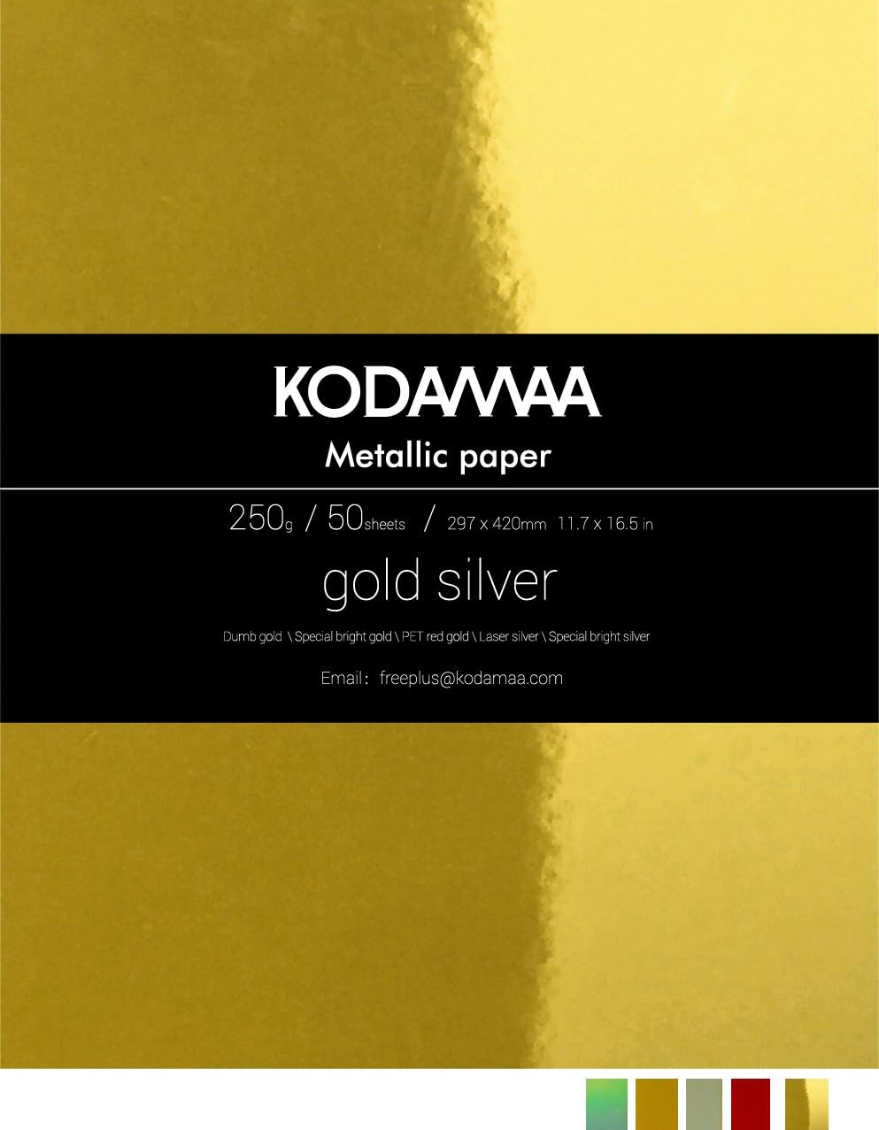 KODAMAA Premium Shimmer Art Craft Gold Silver Metallic Paper, Multipurpose Cardstock Perfect for Festival Crafting, Printing, Gift Packaging (50 Sheets)