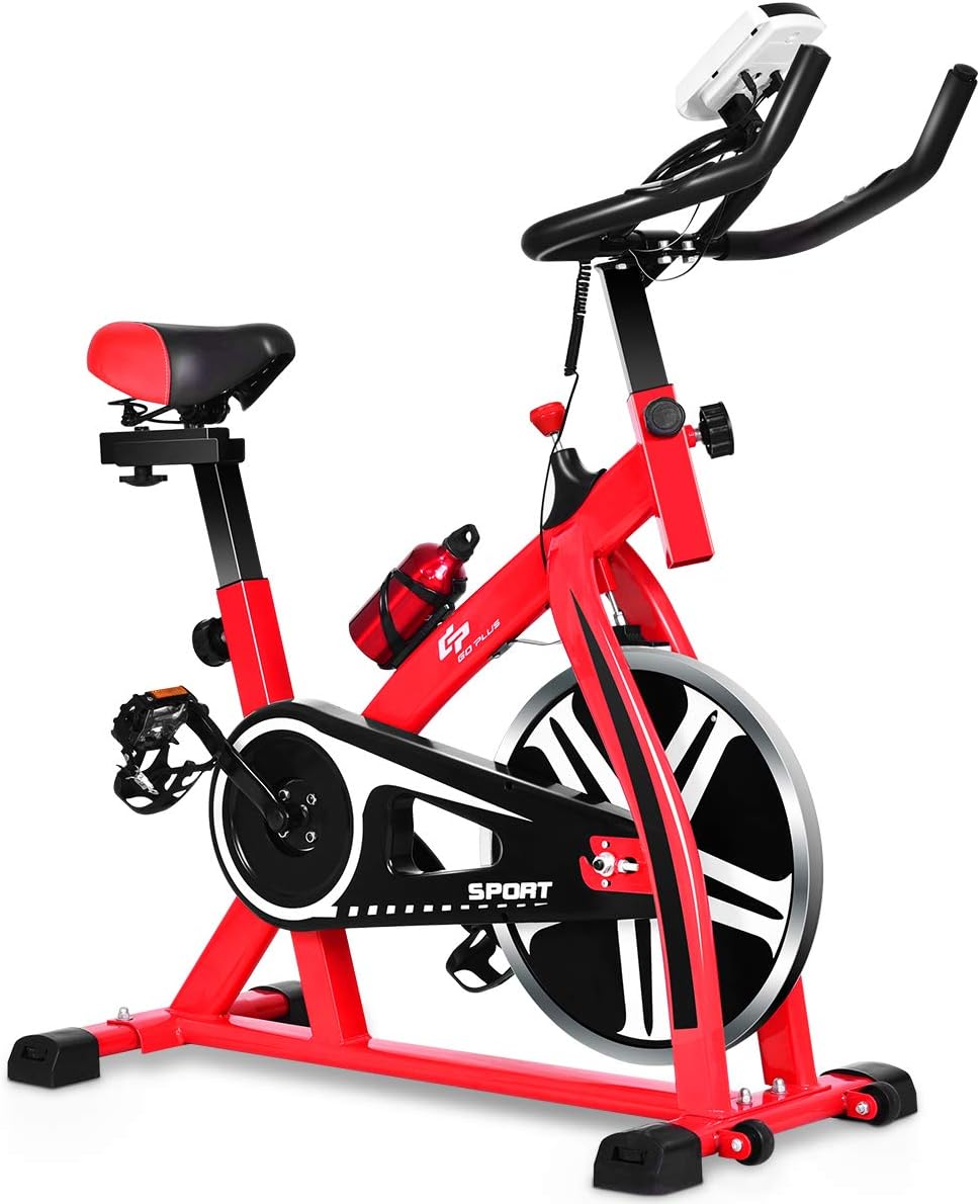 GOPLUS Stationary Bike, Indoor Riding Bike, with Heart Rate Sensors, LCD Display, Professional Exercise Bike for Home and Gym Use