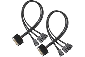 Gebildet 2pcs SATA to 3 Way 3 Pin / 4 Pin PMW 12V PC Case Fan Power Adapter Cable, 3-Pin or 4-Pin (PWM Connector) to 15 Pin S