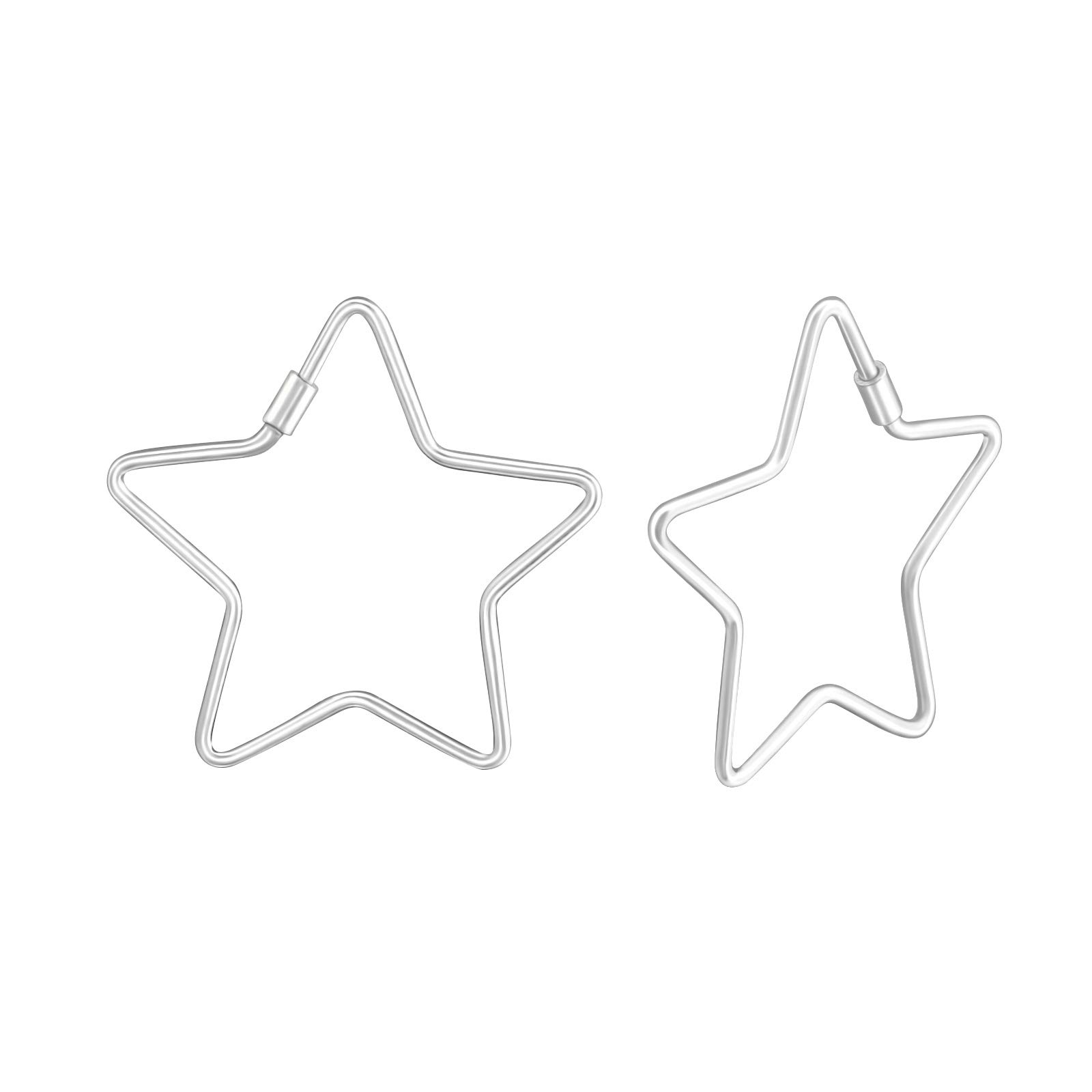 The Rose & Silver Company Women 925 Sterling Silver Star Hoop Earrings