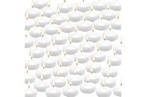 CAKETYCG 50 Floating Candles, Smoke-Free and odorless, Burning continuously for 5-6 Hours, White, 2-inch Floating Candles, Suitable for Valentine's Day, Weddings, Holidays, Home Decoration……