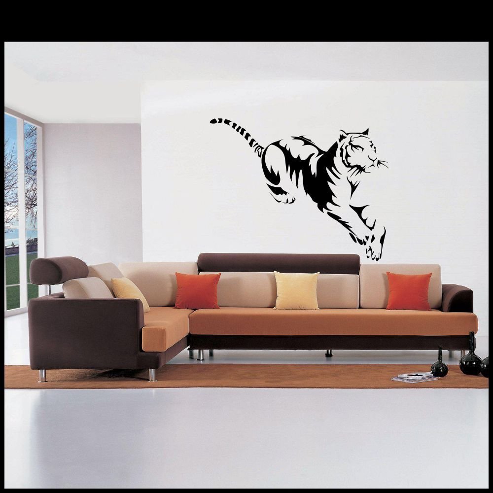 Tiger White Wall Sticker Transfer Stencil Mural Decal Bedroom Lounge Kitchen