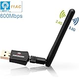 ANEWKODI 600Mbps USB Wifi Adapter USB Wireless Adapter Daul Band 2.4GHz/5GHz 433Mbps 802.11 ac/a/b/g/n Wireless Adapter for Desktop/Laptop/PC, Support Windows 10/8/7/Vista/XP/2000/Mac Os