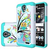 ZTE Prestige 2 / Maven 3 / Overture 3 / Prelude Plus Case, MicroP Hybrid Dual Layer Silicone Plastic Armor Defender Phone Case for ZTE N9136 / Z835 / Z851 / ZTE Prelude+ (Armor Green Owl)
