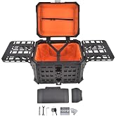 45L Universal Motorcycle Top Case, Helmet Luggage Aluminum Alloy Tail Box | Black w/Orange, Waterproof Quick Release Storage Trunk with Anti‑Theft Lock, Backrest Cushion &amp; Leather Lining