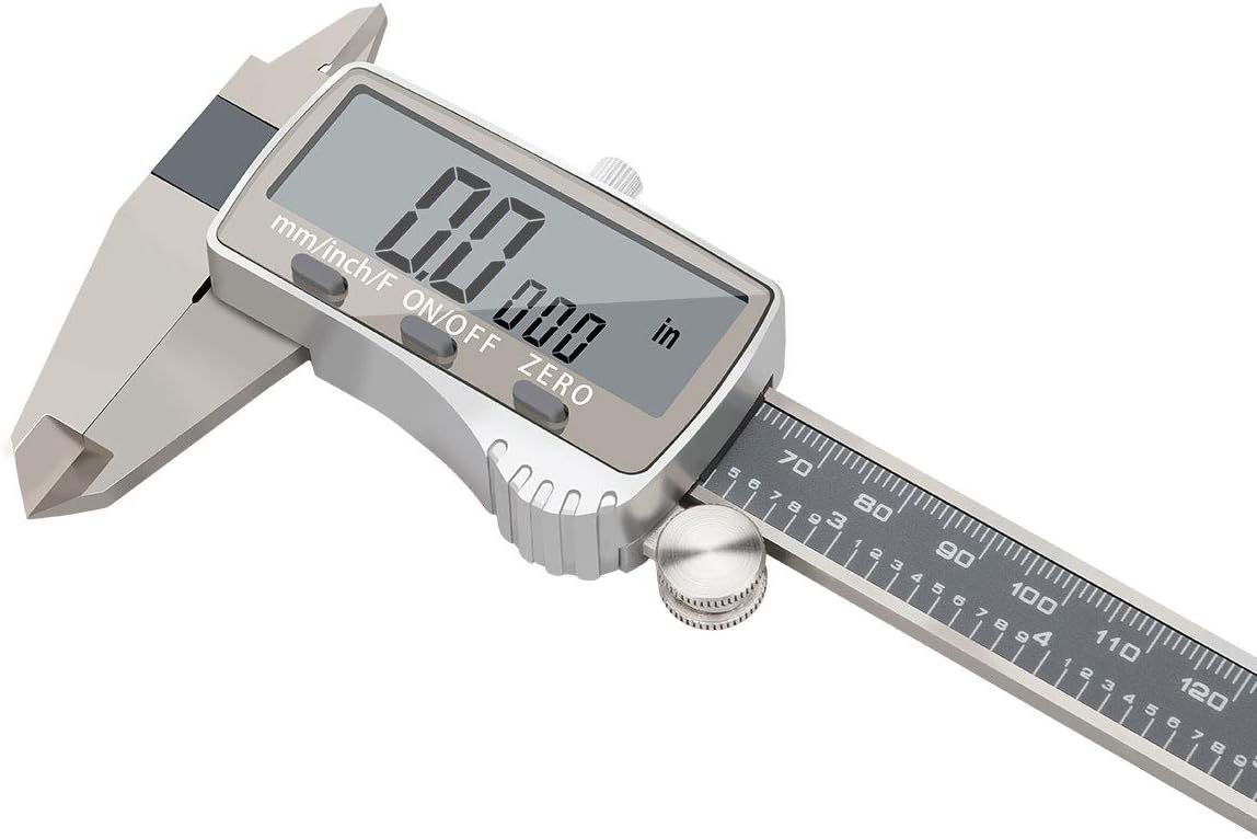 Stainless Steel Digital Vernier Caliper, Electronic Ruler Measuring Tool 0-6 Inch/150 mm, Inch/Metric/Fractions Conversion with Extra Large LCD Screen