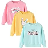 VARMILO 3 Pack Toddler Girls' Sweatshirt Girl No Cap Crew-Neck Sweatshirt Long Sleeve Pullover Shirt 2-8 Years