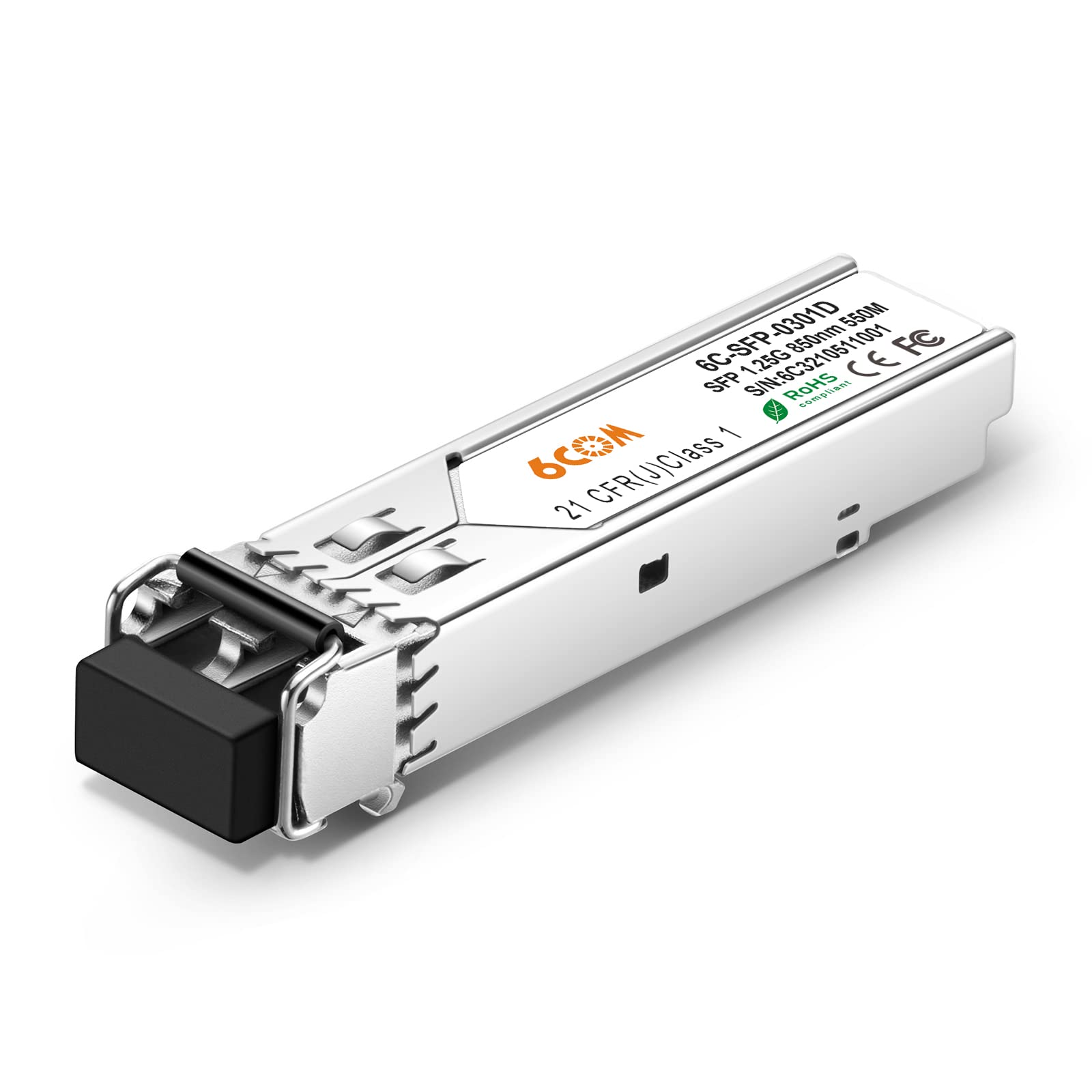6COMGIGA 1.25Gb SFP LC Multi-Mode Transceiver Module, 1000BASE-SX Gigabit SFP Ethernet Transceiver Compatible for HP J4858A/J4858B/J4858C (DDM, 850nm, 550m)