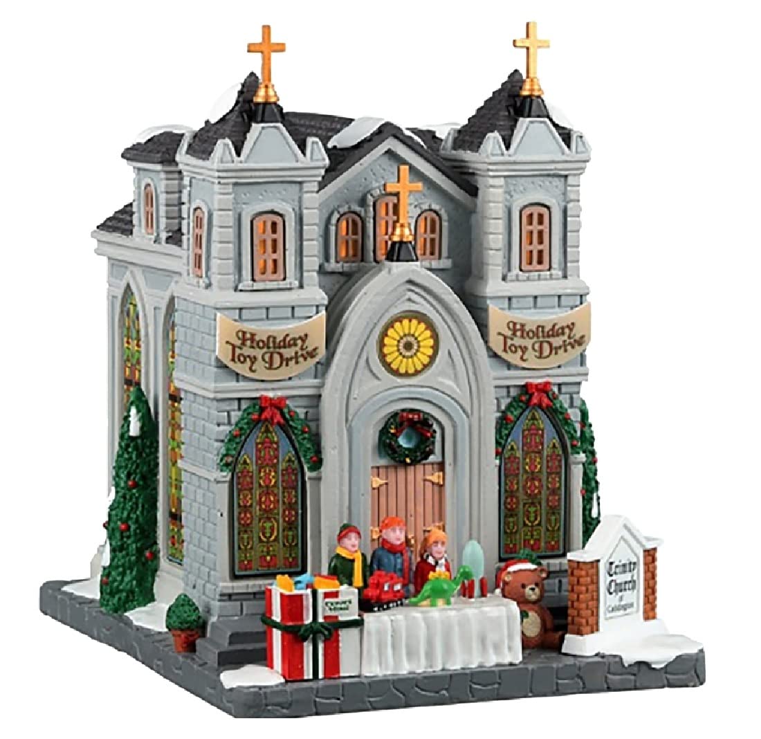 Lemax Christmas Village Trinity Church Of Caddington Battery Operated Led -25884
