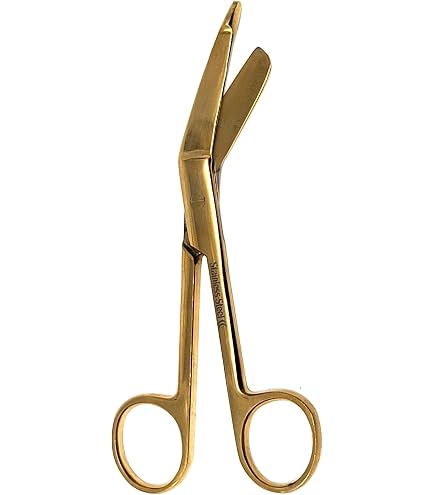 5-Pack Gold Curved Bandage Scissors - Nurses Surgical Instruments, Blunt/Blunt Tips