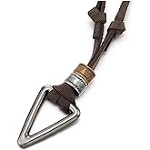 COOLSTEELANDBEYOND Mens Womens Vintage Antique Grey Silver Triangle Charm Pendant Necklace, Brown Leather Cord