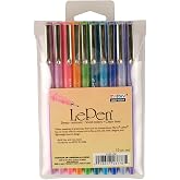 Uchida Of America 4300-10C 10-Piece 0.3 Point Size Le Pen Drawing Pen Set, Blue, Orange, Lavender, Pink, Light Blue