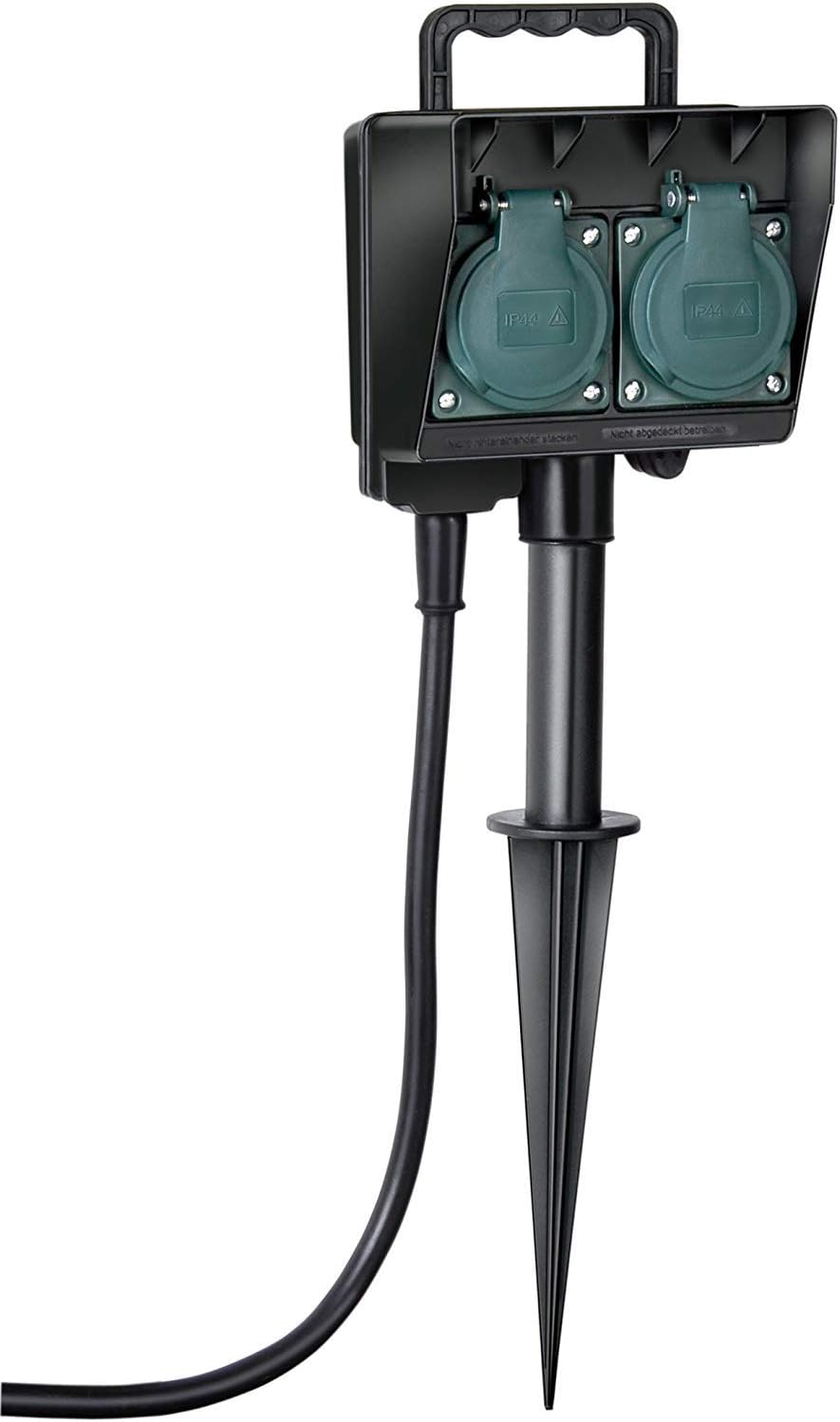 VidaXL Blocco Prese Da Giardino Con Timer – 2 Prese Impermeabili In Cassa Resina Pietra Finta