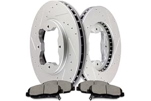 SCITOO Brake Kits, 2pcs Slotted Drilled Brake Discs Rotors and 4pcs Ceramic Disc Brake Pads Brakes Kit fit 1997 for Acura CL,1990 1991 1992 1993 1994 1995 1996 1997 for Honda for Accord,Front