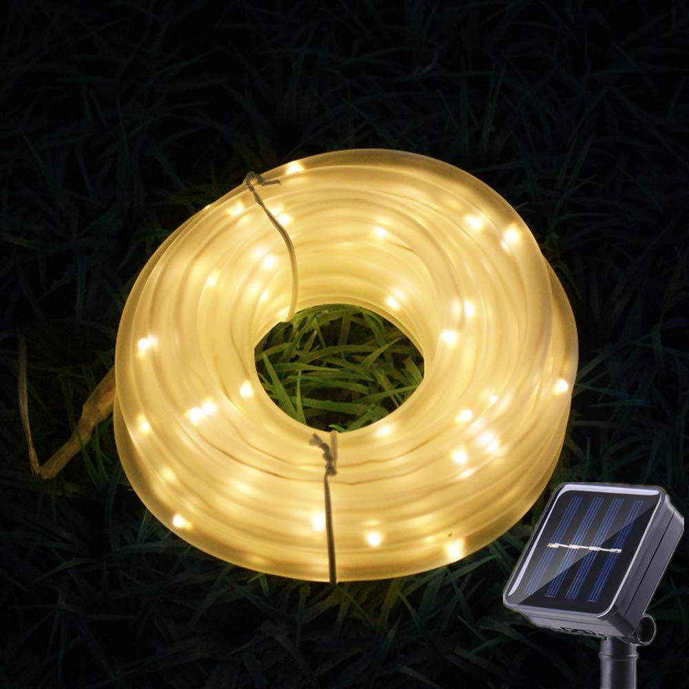 Sunboia Solar Rope Lights,String Lights 23ft 50LED Waterproof Solar Tube Lights,Fairy String Lights Garden Lighting Decorations for Christmas Tree Thanksgiving Wedding Party Patio-Warm White