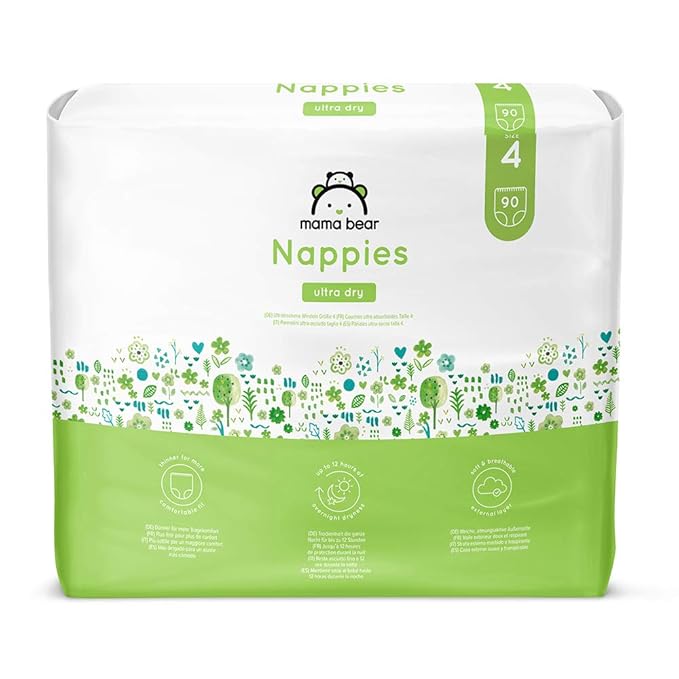 Amazon Brand Mama Bear Ultra Dry Nappies Size 4 (814 kg) With channels 180 nappies (2