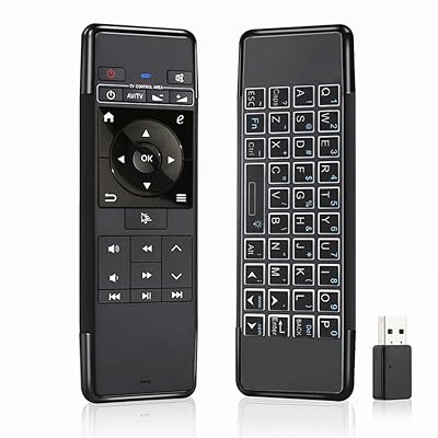 Air Remote Mouse,Android TV Remote Control Mini Wireless Keyboard with LED Backlit/IR Learning / 2.4GHz Connection / 6-Axis Air Remote Control for Android Box/PC/Smart TV/Projector/IPTV/HTPC etc.