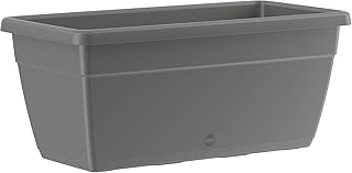 Emsa 518568 Pflanztrog My City Garden, zeitloser Blumentopf, 60 x 30 x 26 cm, frostfest, hohe UV-Beständigkeit, granit