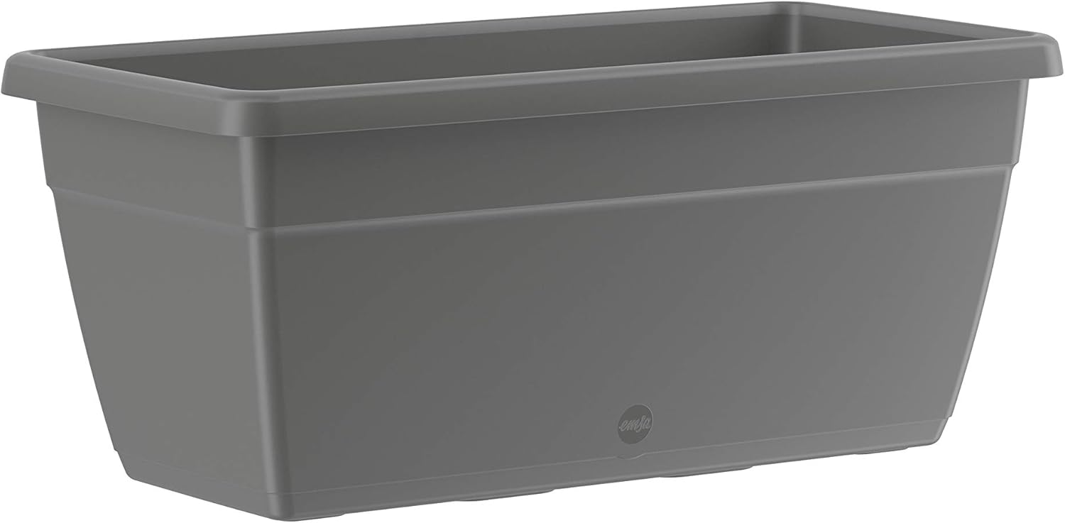 Emsa 518568 Pflanztrog My City Garden, zeitloser Blumentopf, 60 x 30 x 26 cm, frostfest, hohe UV-Beständigkeit, granit