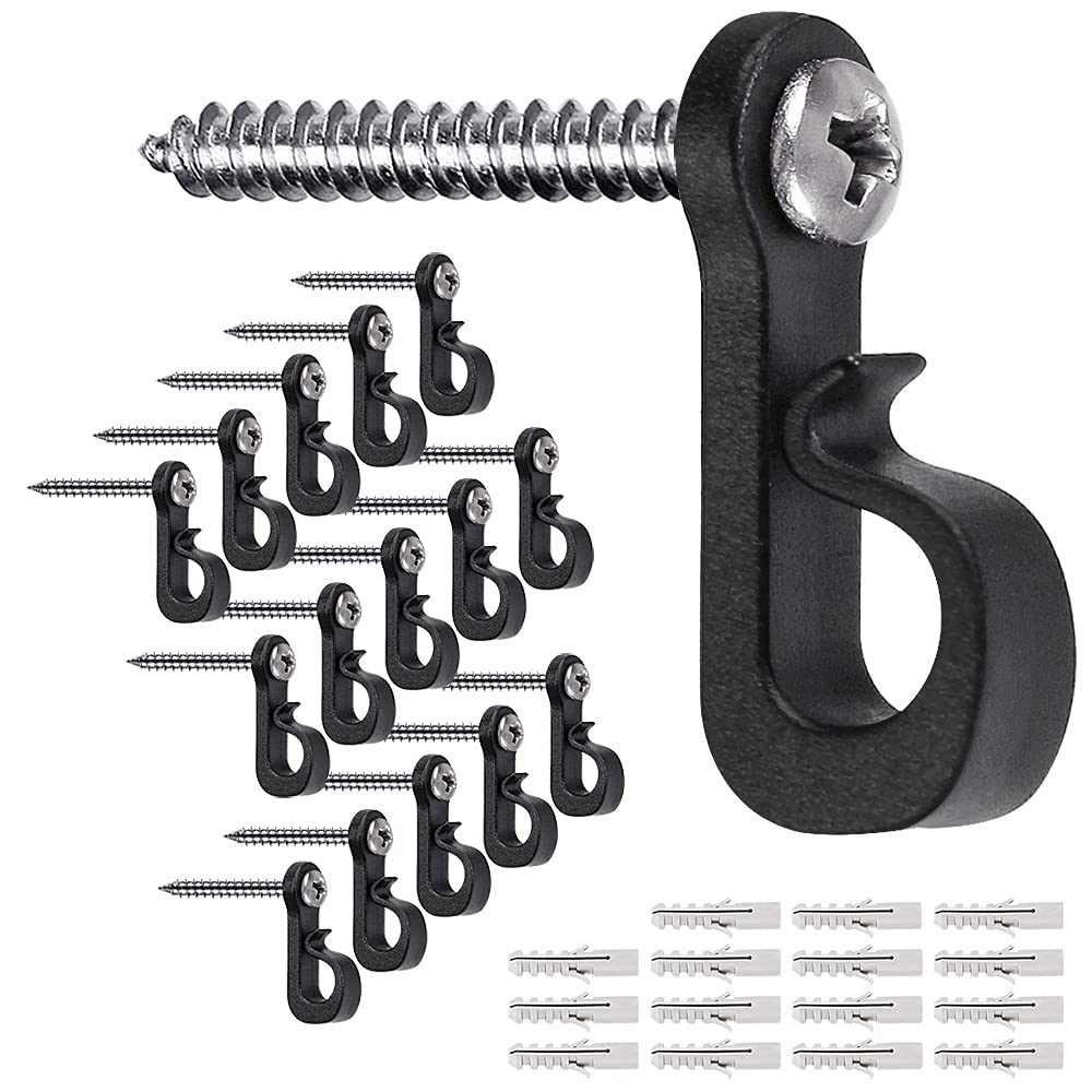 SELEWARE Q Hanger Hooks for Outdoor String Lights, Christmas Light Hooks with Screw, Indoor Outdoor Light Hook Clips for Hanging String Lights Fairy Lights Patio Light, 15Pcs — image 1