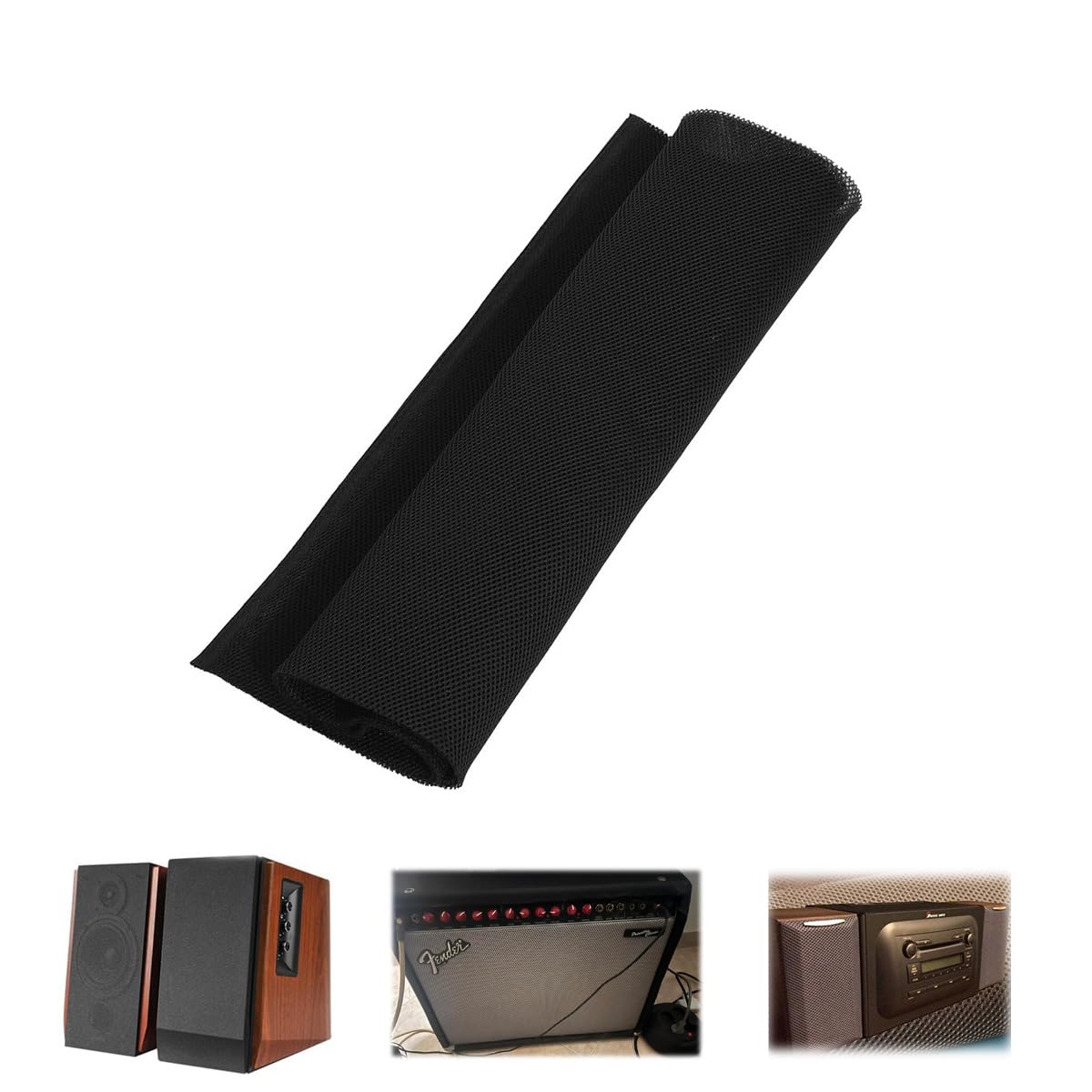 Queen.Y 140cm x 50cm Speaker Fabric Grill Cloth, Stereo Mesh Fabric Dustproof Protective Cloth Cover For Stereo Audio Speaker Black