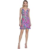 Donna Morgan Womens Strappy V-Neck Mini Dress for Women | Multi-Occasion Wedding Guest Dresses for Women