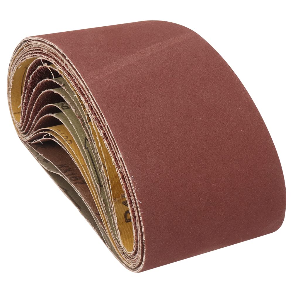 SI FANG 100mm x 610mm Sanding Belts, Premium Sander Belt Mix Set (Grit 40/60/80/120/180/240 x 2Pcs) for Bench Belt Sander Tool, Metal Woodworking Sanding, Polishing and Deburring (12Pcs Mixed Pack)