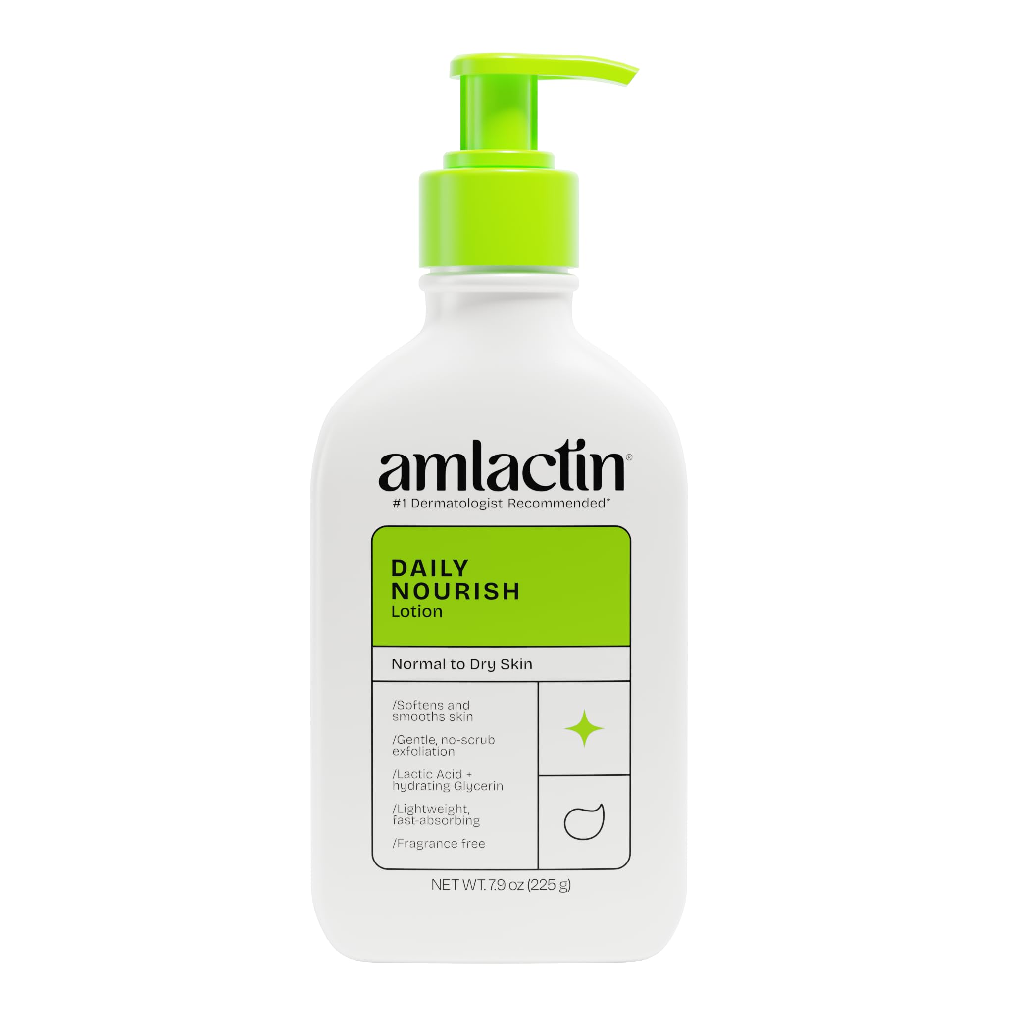 AmLactin Daily Moisturizing Body Lotion | Instantly Hydrates, Relieves Roughness | Powerful Alpha-Hydroxy Therapy Gently Exfoliates | Smooths Rough, Dry Skin | Paraben-Free 7.9 oz.