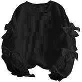 SHENHE Women's Plus Size Sweaters Bow Cutout Crewneck Long Raglan Sleeve Knit Tops Chunky Sweaters