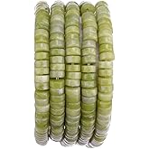BEADIA Natural Taiwan Jade Spacer Beads Caps Loose Semi Gemstone for Beading Jewelry Making 6mmx3mm 38cm
