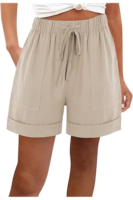 Pantalon Corto Mujer Talla Grande Pantalones Cortos De Lino Mujer