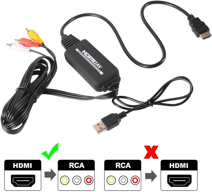 Cable HDMI a RCA,HDMI a AV 3RCA CVBs Video Compuesto Cable de Audio