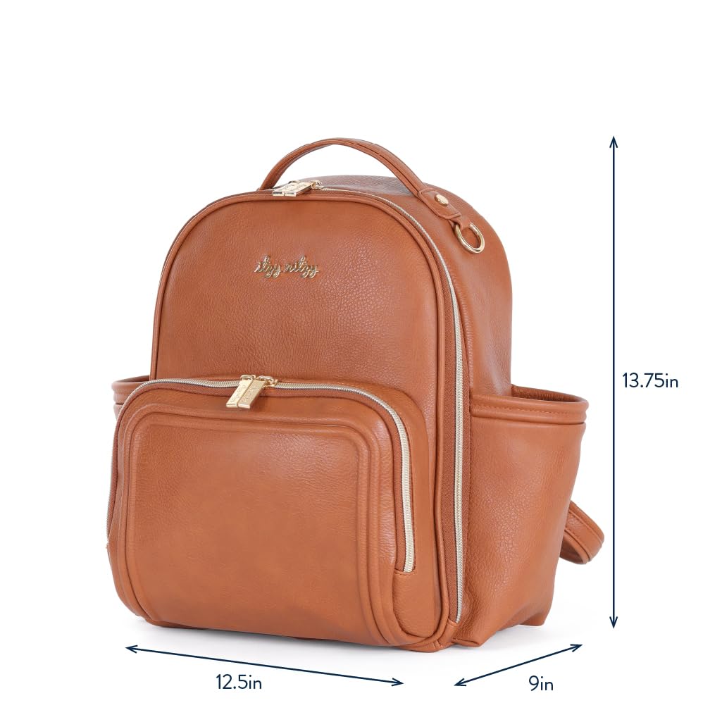 Itzy Ritzy Unisex Baby Mini Plus Diaper Bag, Cognac
