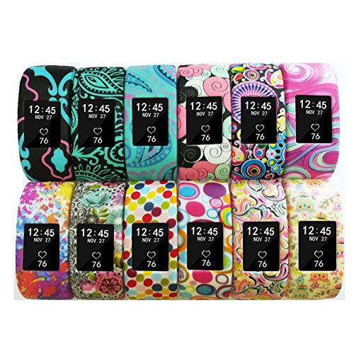 Compatible Fitbit Charge 2 Bandsr-Budesi 12 Pack Silicone Screen Protective Seelve Case Band Cover Compatible for Fitbit Charge 2
