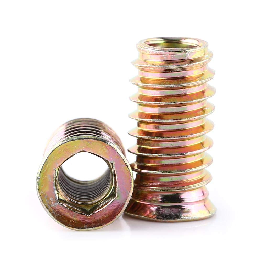 M8 Threaded Inserts, 20PCS Wood Insert Nuts, Zinc Plated Hex Drive Threaded Inserts for Wood Furniture Assortment(M8*25mm)