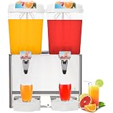 Commercial Beverage Dispenser, KOKEBREN 2 Tanks 9.5 Gallon 36L Commercial Juice Dispenser, 18 Liter Per Tank, 280W Stainless Steel Food Grade Ice Tea Drink Dispenser With Thermostat Controlle