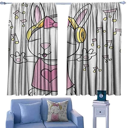 Amazon Com Kids Bedroom Drapes Cute Rock Star Rabbit Bunny With