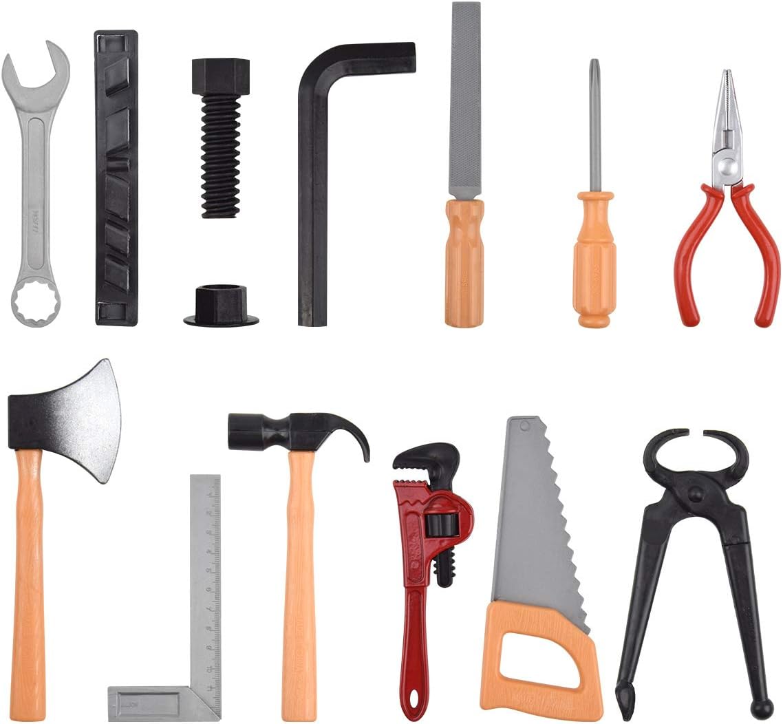 Hotusi 14Pcs Kids Workbench Power Workbench Home Repair Tool Toy Set Construction Party Supplies