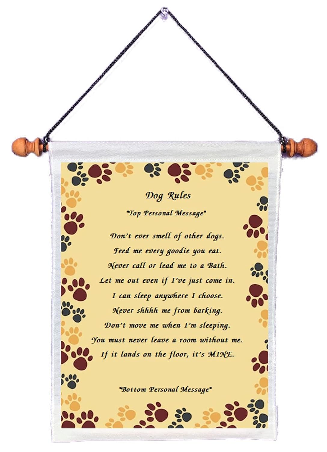 Dog Rules Personalized Wall Hanging Handmade