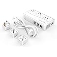 ISELECTOR 220V to 110V Voltage Converter Adapter with 6A 4-Port USB Charging and UK/AU/US/EU Worldwide Travel Plug Adapter