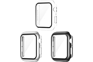 AVIDDA 3 Pack Case with Tempered Glass Screen Protector for Apple Watch 44mm Series 6/5/4/SE, Slim Guard Bumper Full Coverage