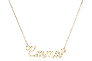 Turandoss Custom Name Necklace Personalized, 14K Gold Plated Name Pendant Necklace Dainty Name Necklace Personalized Jewelry 