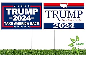 WENWELL Trump 2024 Yard Signs 2-Pack – Double-Sided,Waterproof,UV Resistant, 12x18 Inchs with Metal H-Stakes – Donald Trump Campaign Rally Placard Outdoor Lawn Decoration