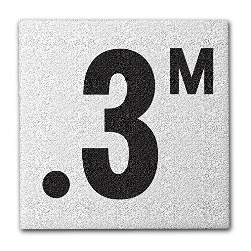 Ceramic Swimming Pool Deck Depth Marker " .3 M " Abrasive Non-Slip Finish, 4 inch Font
