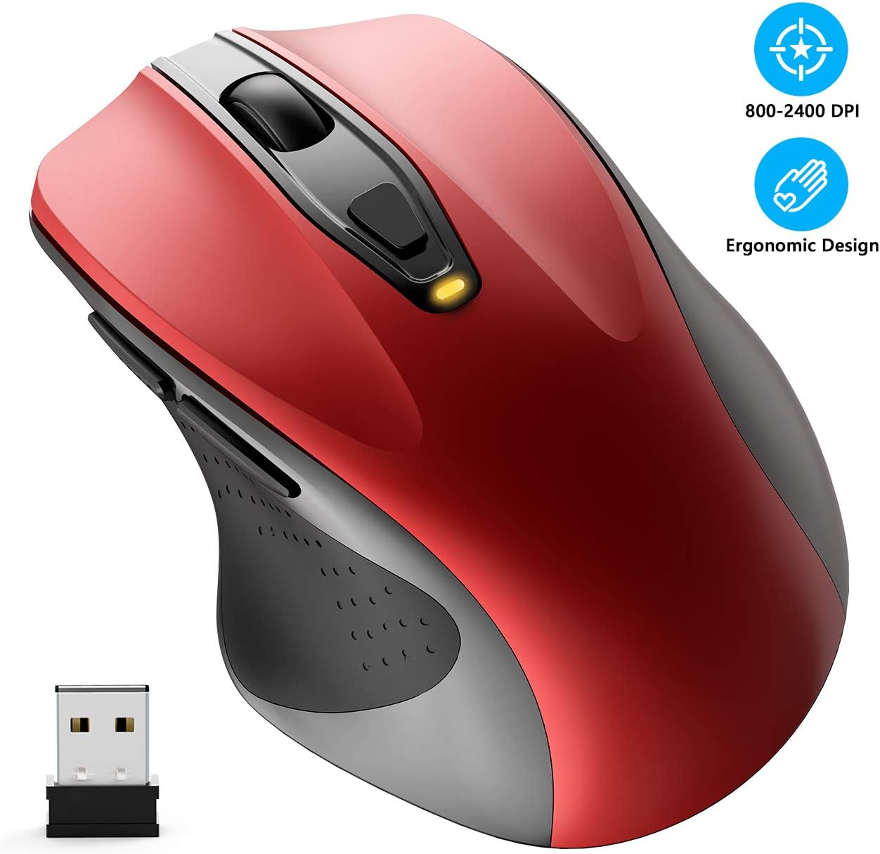 Wireless Mouse, WisFox 2.4G Full Size Computer Mouse Wireless Ergonomic