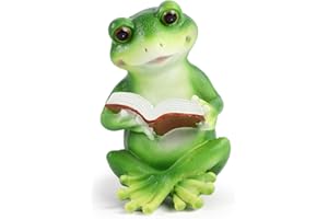 FRIZD Frog Statue,Resin Decor,Fairy Garden Outdoor Decoration,Frog Reading Book Figurine,Crafts for Home Office Bathroom