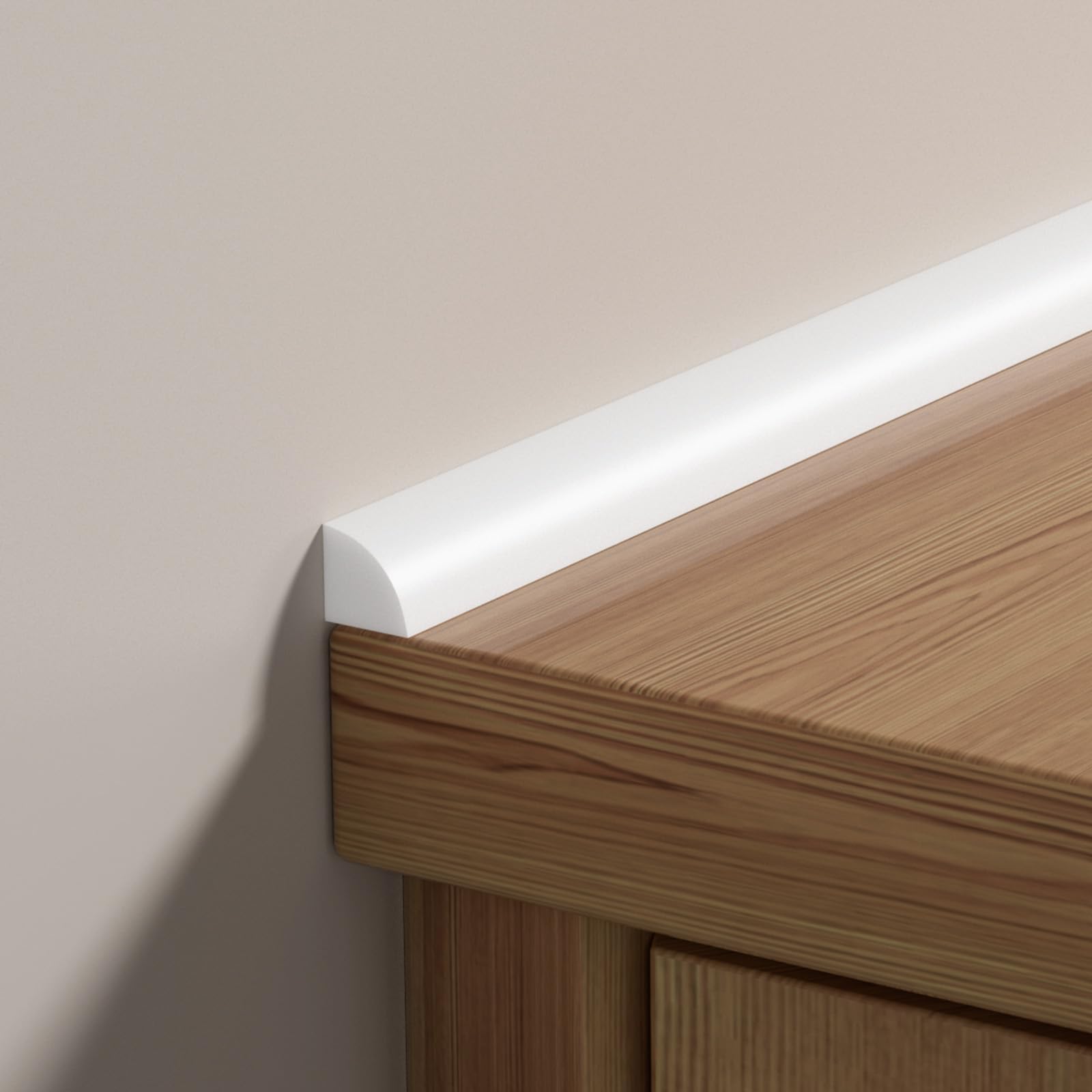 Photo 1 of 0.25" x 0.25" Slim Quarter Round Molding,10FT Self Adhesive Flexible Trim for Small Gaps, Countertop Wall Seam, Window Sill, Desk & Cabinet Edge, Peel and Stick Finishing Strip